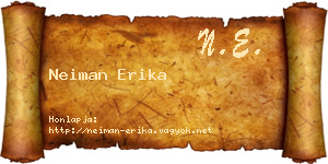 Neiman Erika névjegykártya
